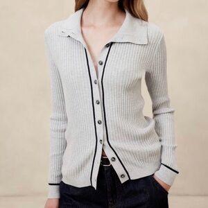 Banana Republic contrast trim polo cardigan
